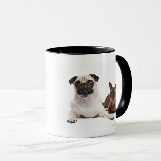 Mops und birmanische Katze Tasse (VorderseiteRechts)