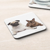 Mops und birmanische Katze Untersetzer (Linke Seite)