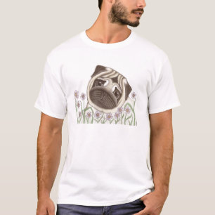 Mops-und Blumen-T - Shirt