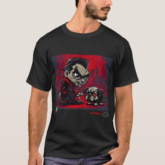 Mops und Dracula Graffiti-Kunst 11 T-Shirt (Vorderseite)