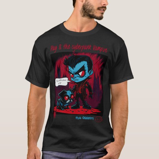 Mops und Dracula Graffiti-Kunst 12 T-Shirt (Vorderseite)