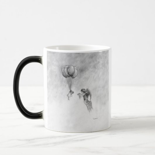 Mops und Engel Verwandlungstasse (Links)