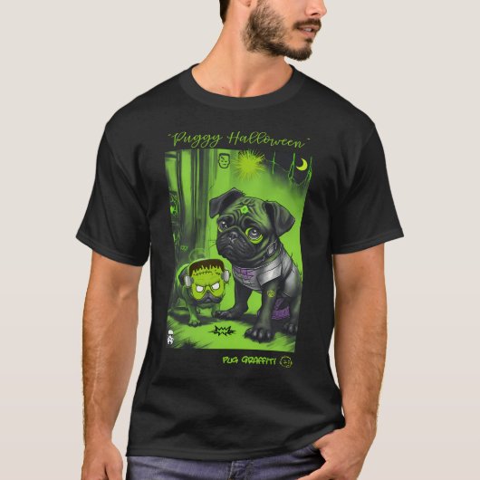 Mops und Frankenstein Graffiti-Kunst 11 T-Shirt (Vorderseite)