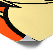 Mops und gelbe Blume auf orangefarbenem Hintergrun Poster (Ecke)