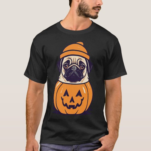 Mops und Halloween T-Shirt (Vorderseite)