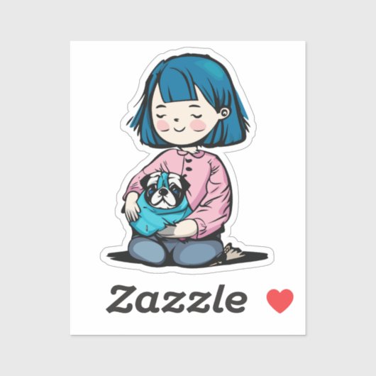 Mops und ich aufkleber (Blatt)