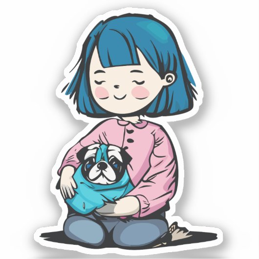 Mops und ich aufkleber (Vorderseite)