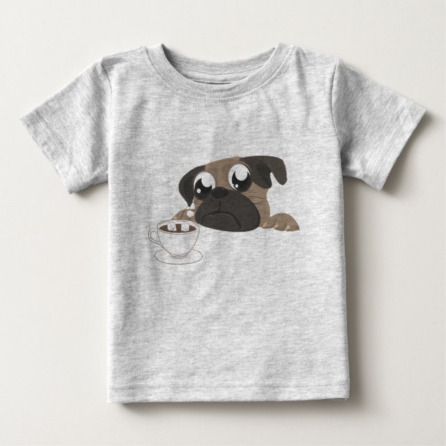Mops und Kaffee Baby T-shirt (Vorderseite)