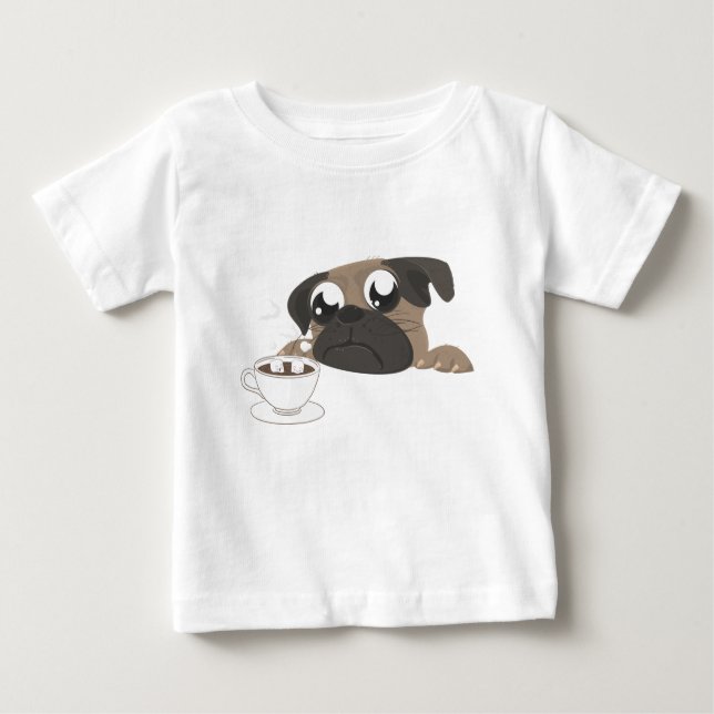 Mops und Kaffee Baby T-shirt (Vorderseite)