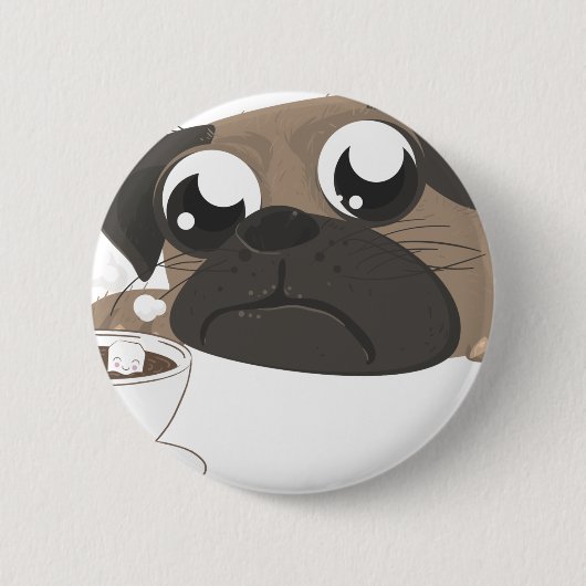Mops und Kaffee Button (Vorderseite)