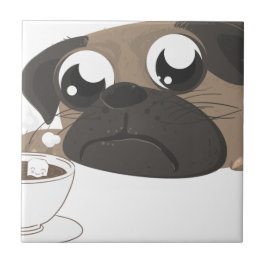 Mops und Kaffee Fliese