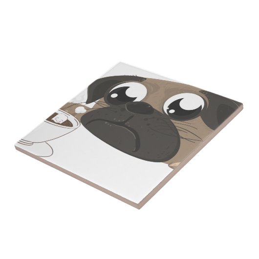 Mops und Kaffee Fliese (Seite)