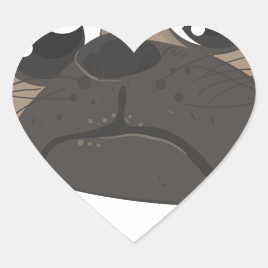 Mops und Kaffee Herz-Aufkleber (Vorderseite)