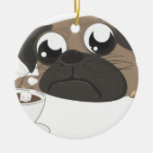 Mops und Kaffee Keramik Ornament (Vorne)