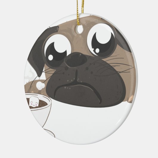 Mops und Kaffee Keramik Ornament (Links)
