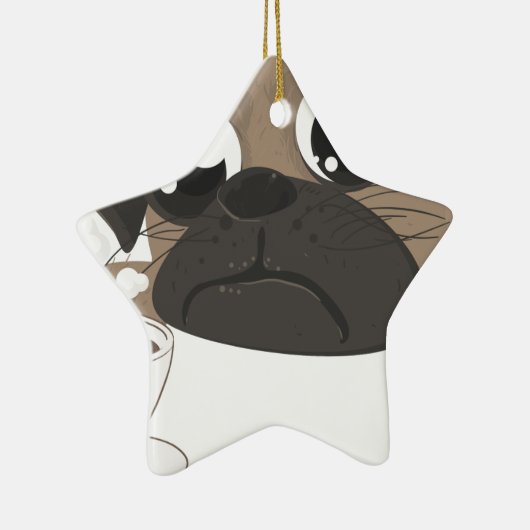 Mops und Kaffee Keramikornament (Rechts)