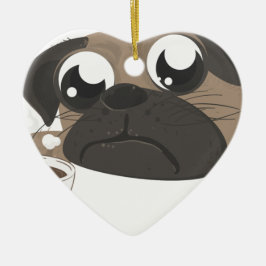 Mops und Kaffee Keramikornament