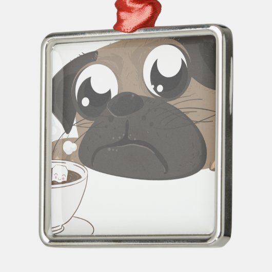 Mops und Kaffee Ornament Aus Metall (Links)