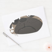 Mops und Kaffee Ovaler Aufkleber (Umschlag)