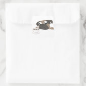 Mops und Kaffee Quadratischer Aufkleber (Tasche)