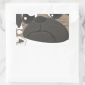 Mops und Kaffee Rechteckiger Aufkleber (Tasche)