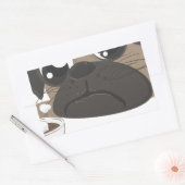 Mops und Kaffee Rechteckiger Aufkleber (Umschlag)