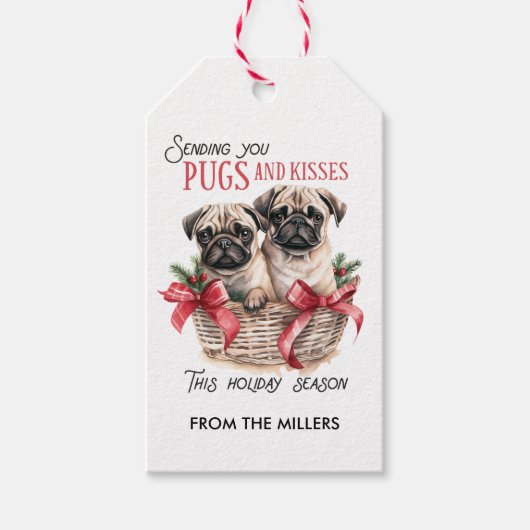MOPS UND KISSEN HUNDTHEMIERTE CHRISTMAS CUSTOM GESCHENKANHÄNGER (Vorderseite)