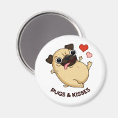 Mops und Kisses Funny Dog Puff Magnet (Vorderseite/Rückseite)
