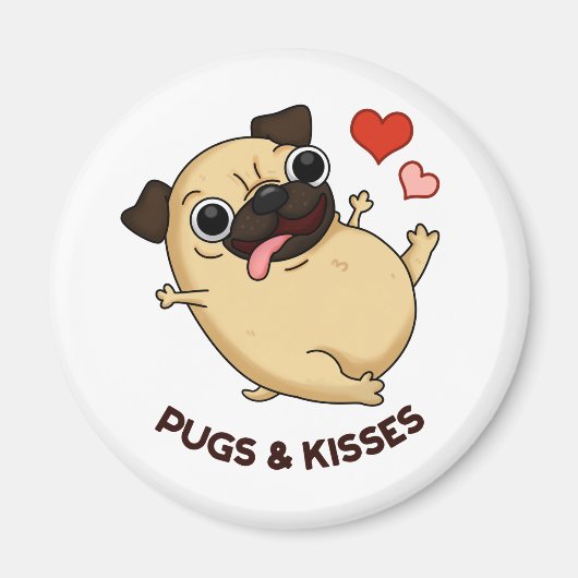 Mops und Kisses Funny Dog Puff Magnet (Vorne)