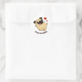 Mops und Kisses Funny Dog Puff Runder Aufkleber (Tasche)