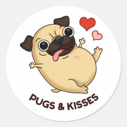 Mops und Kisses Funny Dog Puff Runder Aufkleber (Vorderseite)