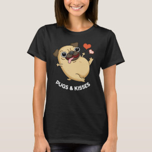 Mops und Kisses Funny Dog Pun Dark BG T-Shirt