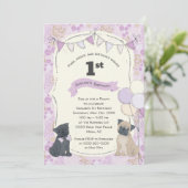 Mops und Kisses Welpen Hund Foto Geburtstag Einladung (Stehend Vorderseite)