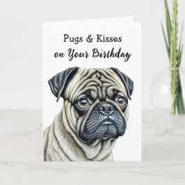 Mops und Küsse auf Ihren Geburtstag Karte