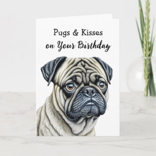 Mops und Küsse auf Ihren Geburtstag Karte