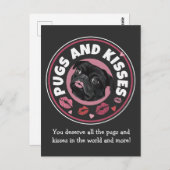 Mops und Küsse | Punny | Mops Lovers Liebe Message Postkarte (Vorne/Hinten)