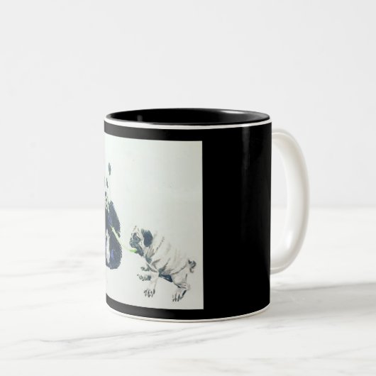 Mops und Panda Zweifarbige Tasse (VorderseiteRechts)
