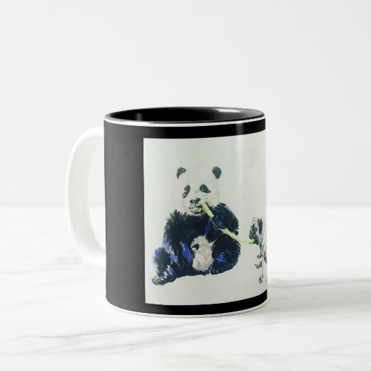 Mops und Panda Zweifarbige Tasse (Vorderseite Links)