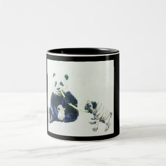 Mops und Panda Zweifarbige Tasse