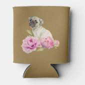 Mops und Peonies | Name hinzufügen Dosenkühler (Vorderseite)