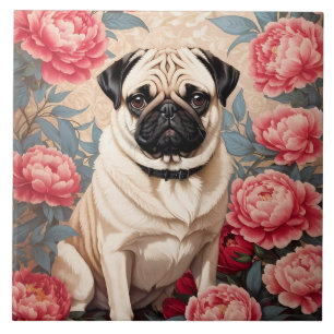 Mops und Peony Blume William Morris Inspiriert Fliese
