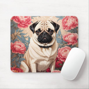 Mops und Peony Blume William Morris Inspiriert Mousepad