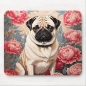 Mops und Peony Blume William Morris Inspiriert Mousepad (Vorne)