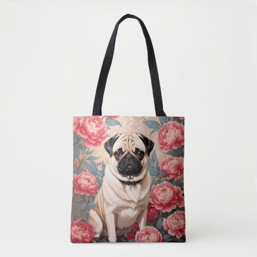 Mops und Peony Blume William Morris Inspiriert Tasche (Vorderseite)