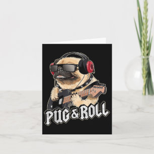 Mops und Roll Niedlich Rockstar Gitarre Rockin Sin Karte
