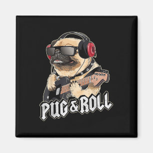 Mops und Roll Niedlich Rockstar Gitarre Rockin Sin Magnet