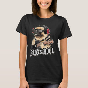 Mops und Roll Niedlich Rockstar Gitarre Rockin Sin T-Shirt