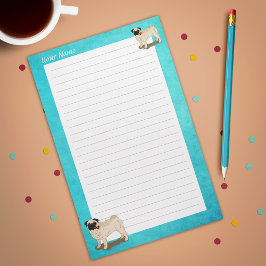 Mops und Rose Ihr Name Slogan Niedlicher Hund Briefpapier