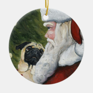 Mops und Sankt-Hundekunst-Verzierung Keramikornament