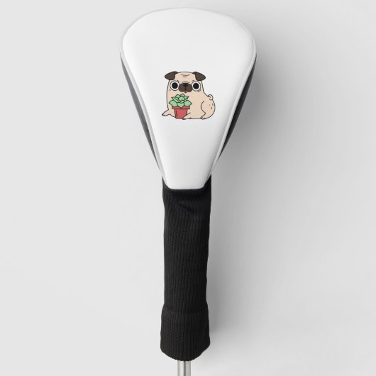 Mops und sukkulente Pflanze Golf Headcover (Vorderseite)